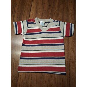 Vintage 80s Garanimal Size 5 Striped Short Sleeve Children's Toddler Shirt
